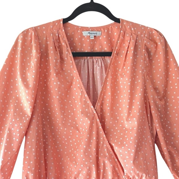 MADEWELL | NWOT STAR SCATTER PURE COTTON TOP WRAP & TIE FRONT PEACH | LARGE - Picture 2 of 12